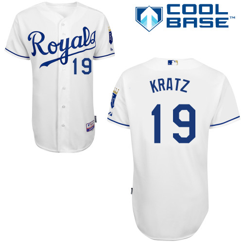 Erik Kratz #19 MLB Jersey-Kansas City Royals Men's Authentic Home White Cool Base Baseball Jersey